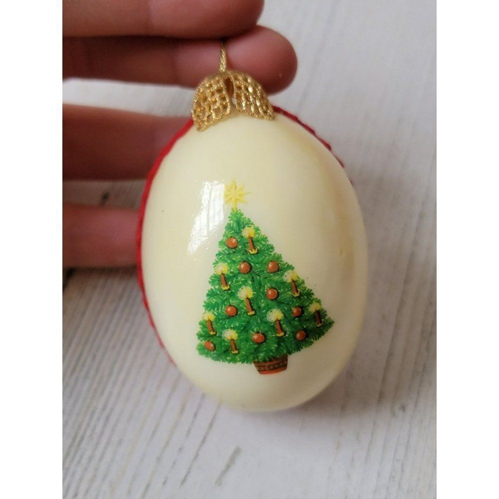 Christmas tree egg Red ornament Xmas decor